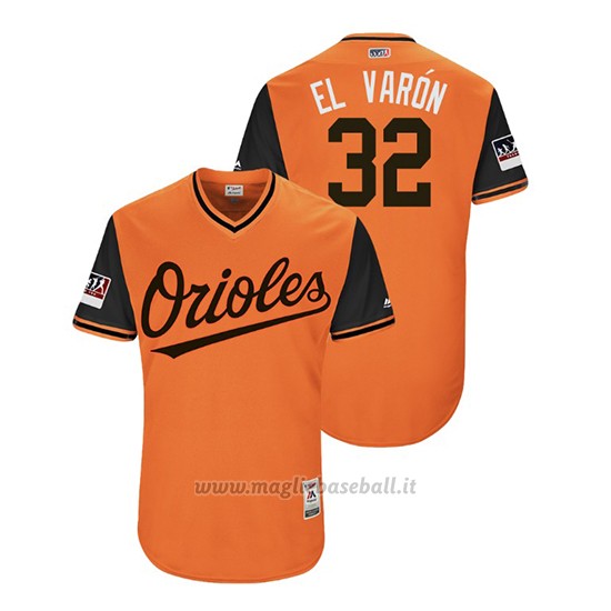 Maglia Baseball Uomo Baltimore Orioles Yefry Ramirez 2018 Llws Players Weekend El Varon Orange